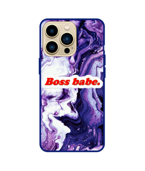 Husa IPhone 15 Pro, Protectie AirDrop, Marble, Boss Babe